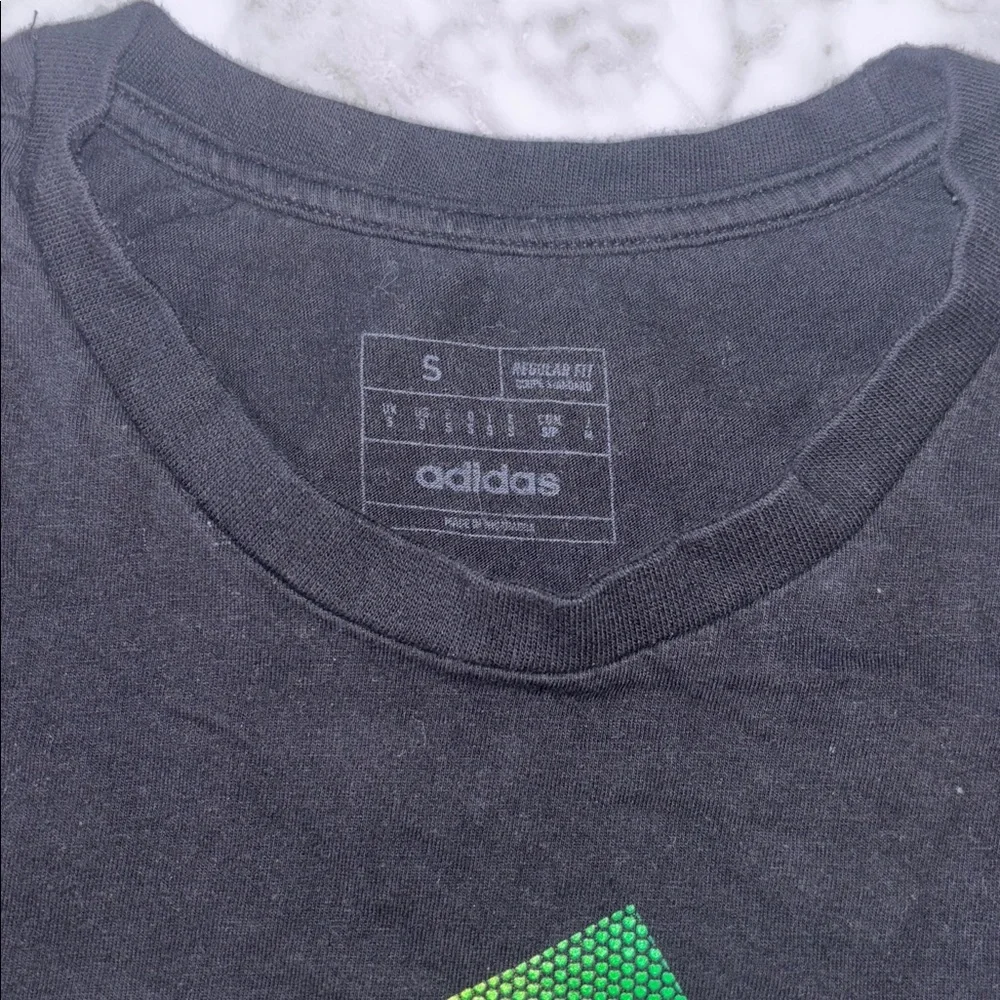 Adidas Black Tee with Multicolor Logo
